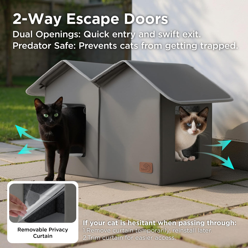Weatherproof Outdoor Cat House with Raised Base L81380