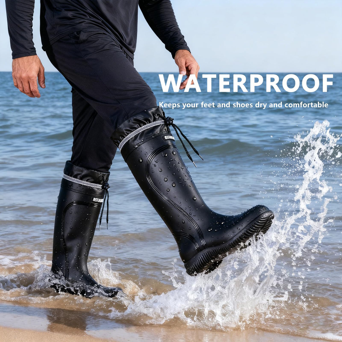 Waterproof Knee High Rubber Rain Boots B419177