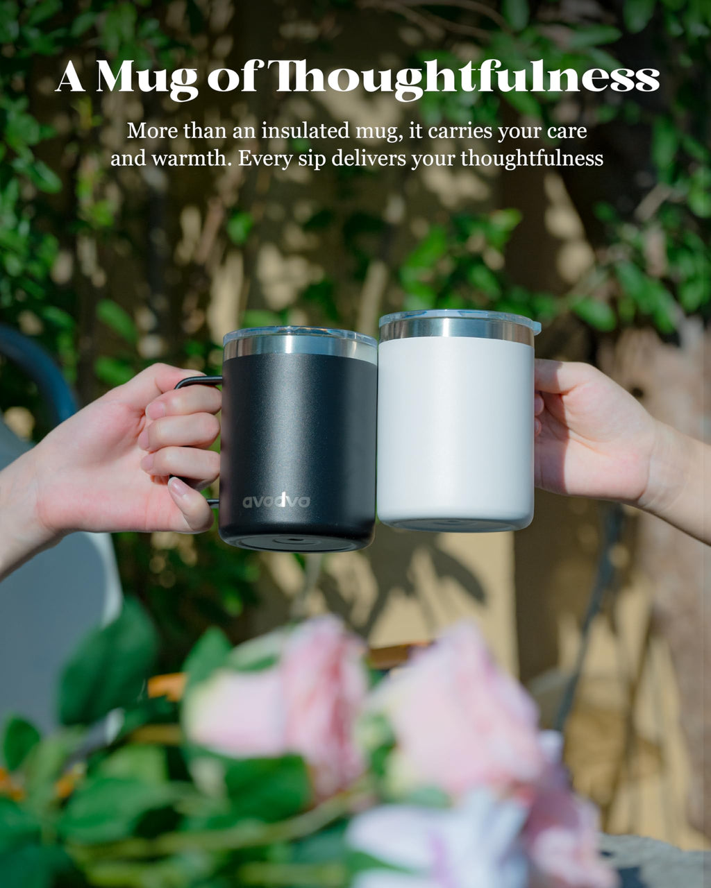 2 Pack 12oz Insulated Stainless Steel Coffee Mug with Lids W234