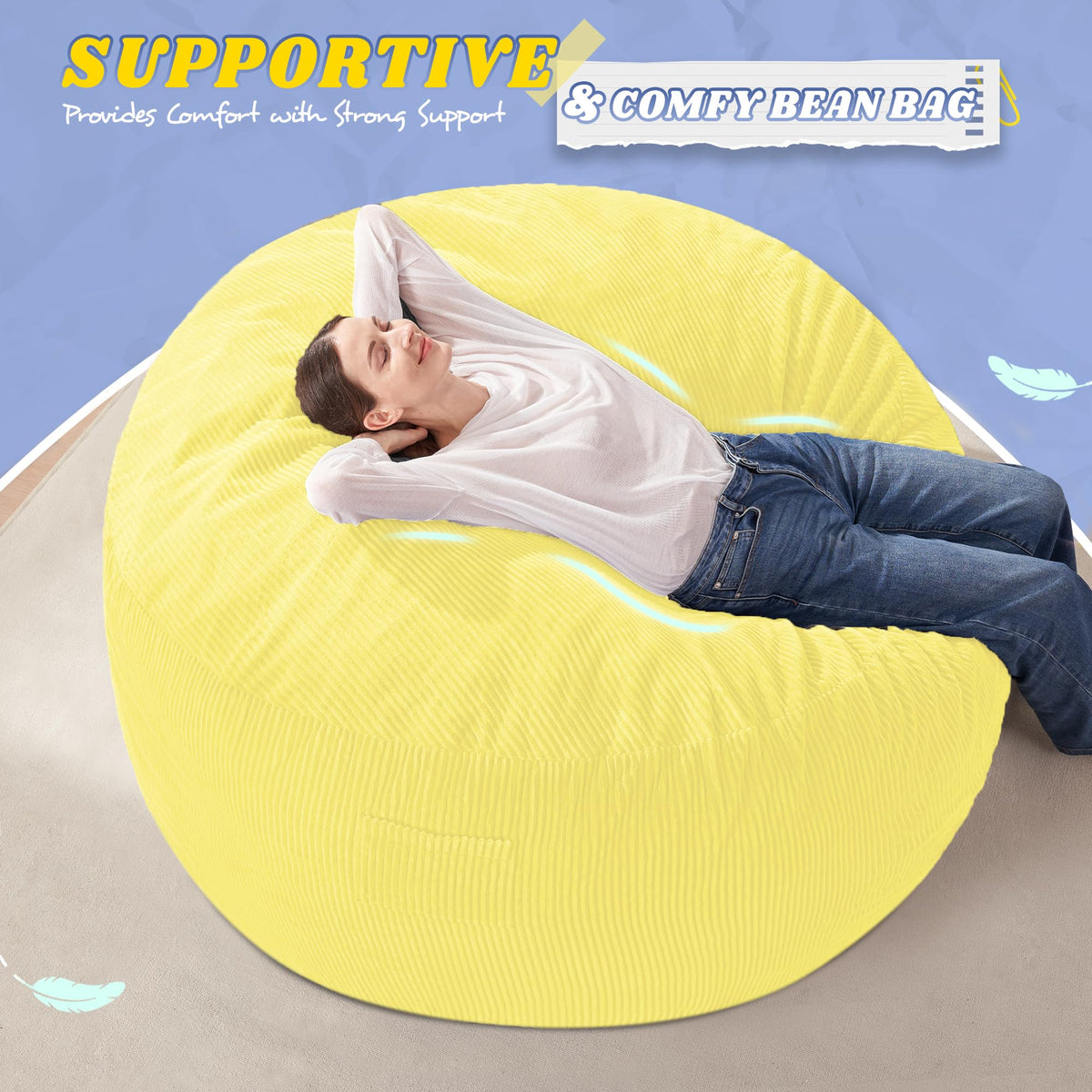 3FT Memory Foam Corduroy Bean Bag Chair K9511