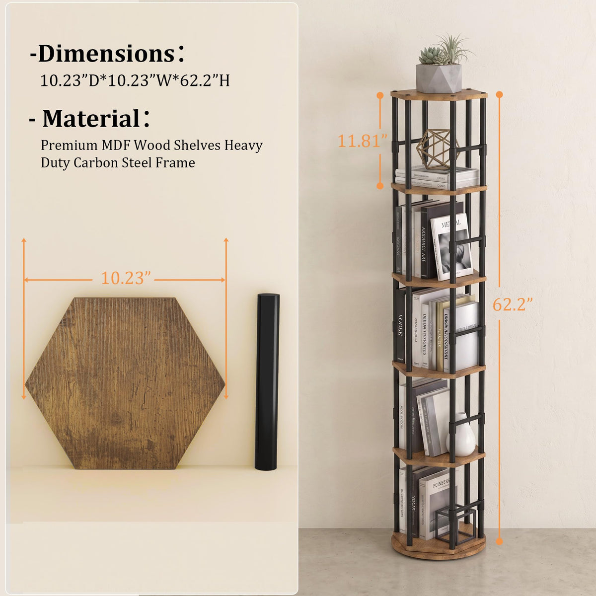 5-Tier Rotating Bookshelf Tower V350193