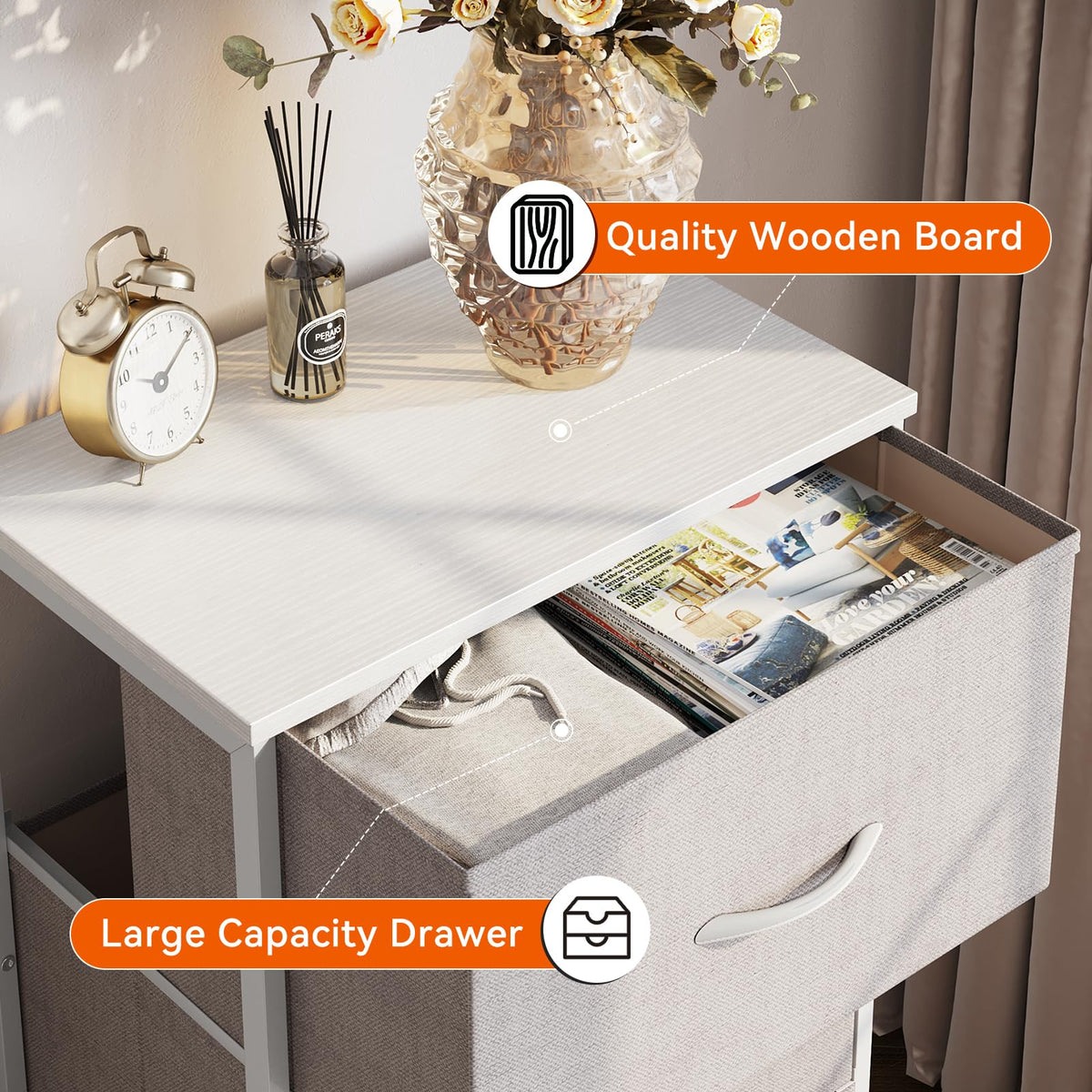 Light Grey 3 Drawer Dresser A140529