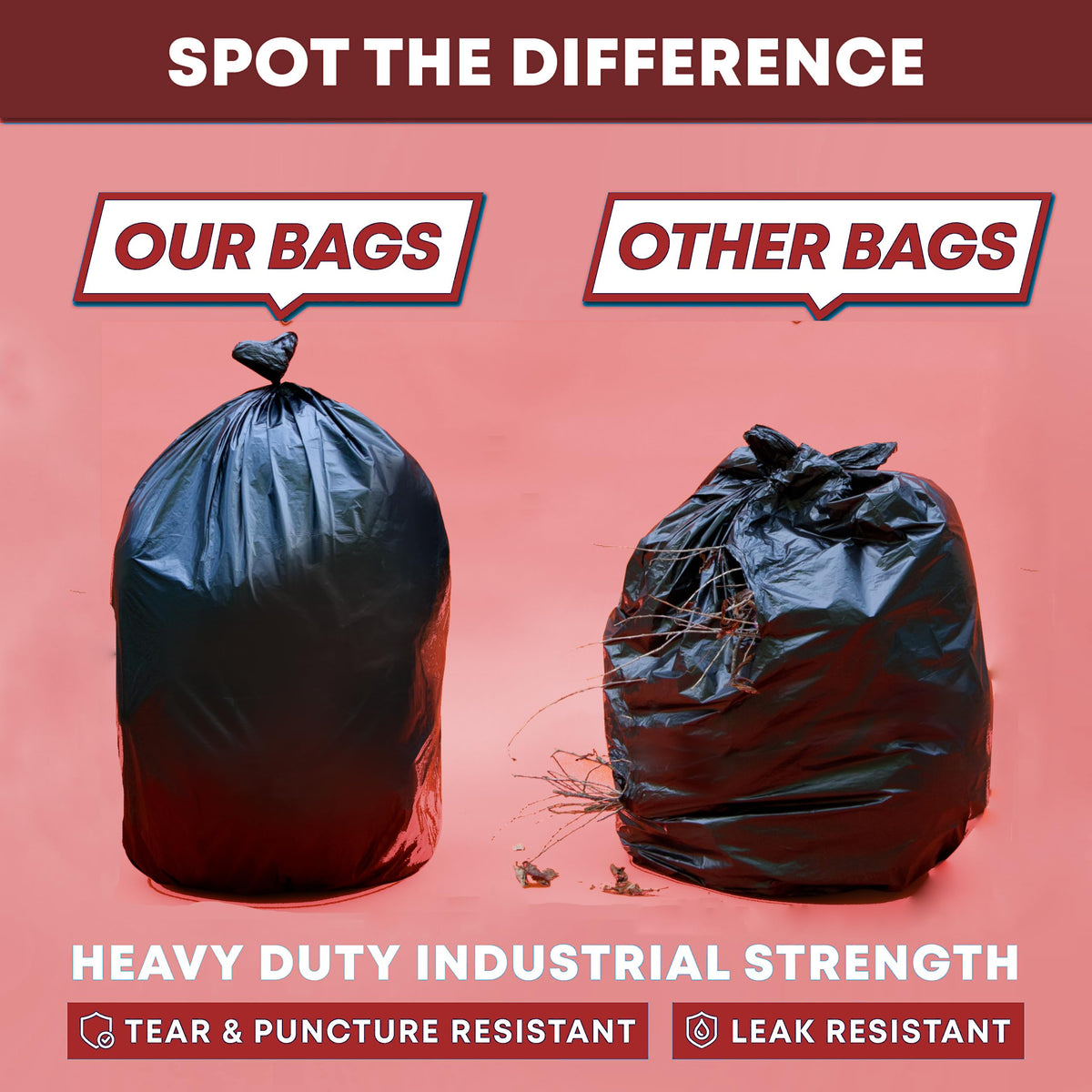 45 Gallon Heavy Duty Black Trash Bags 100 Count P418