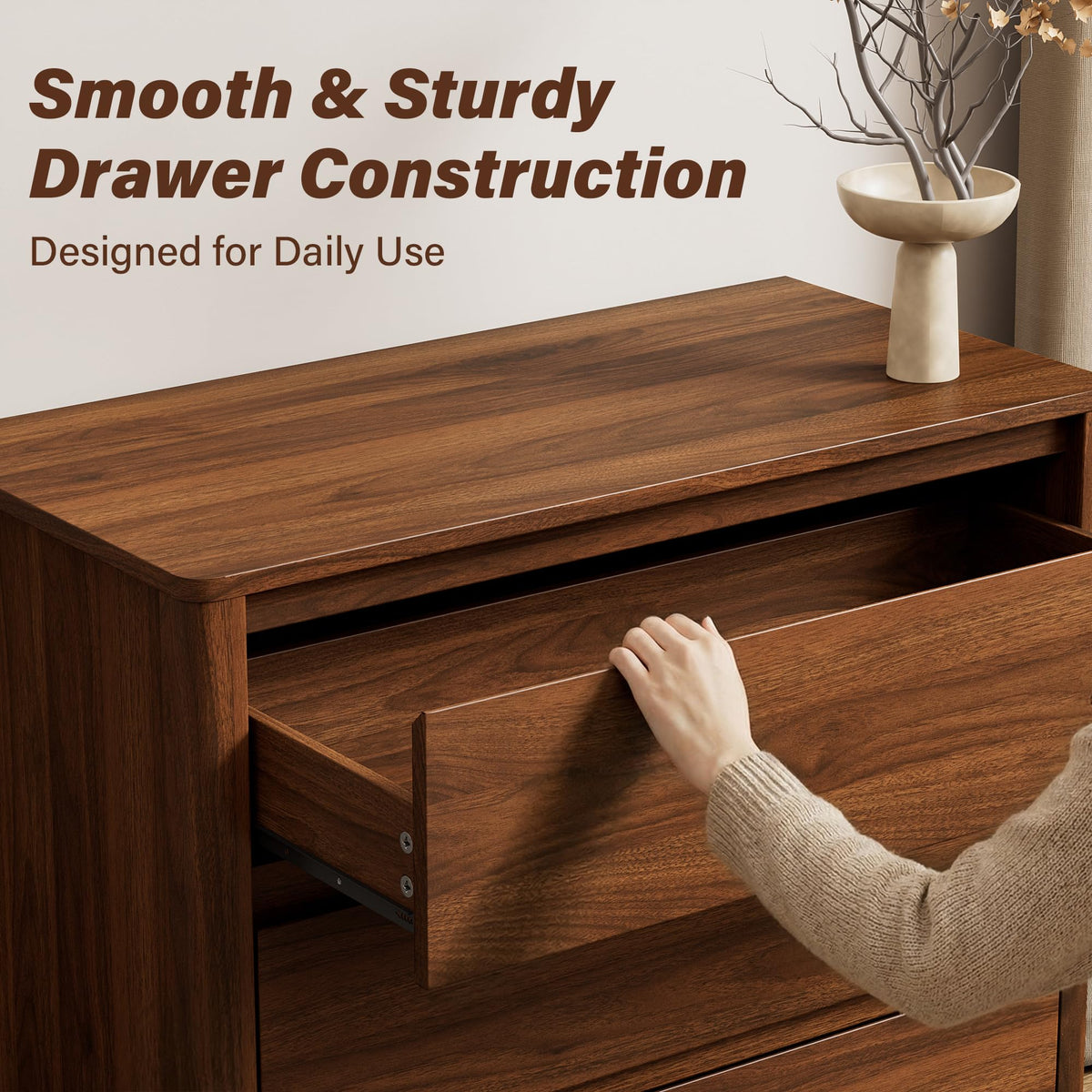31.5" Wide 3 Drawer Wood Dresser with Legs, Walnut Y990926