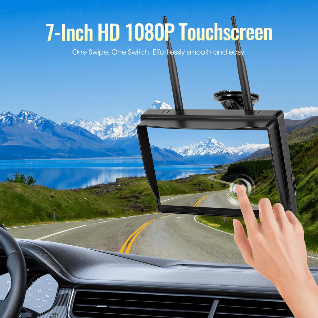 7" Wireless Backup Camera System with DVR Split Screen Monitor E276143