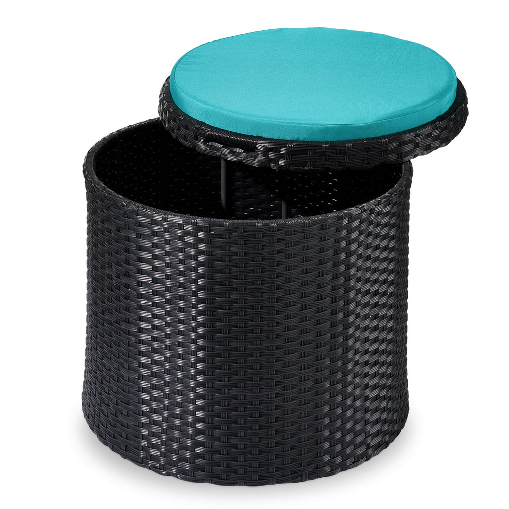 Round Wicker Ottoman with Storage E34293
