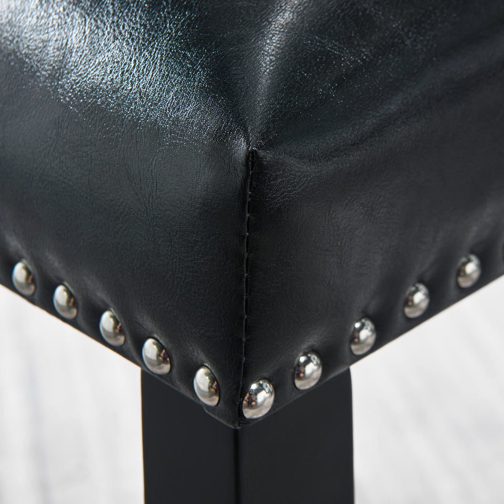 Black Faux Leather Dining Chairs Set of 4 with Wood Legs R7085
