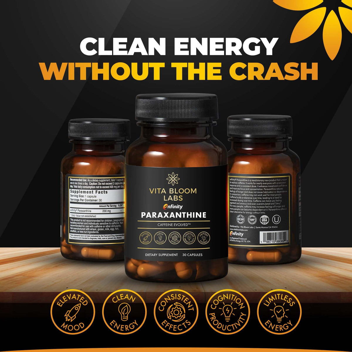 200 mg Paraxanthine Capsules J807