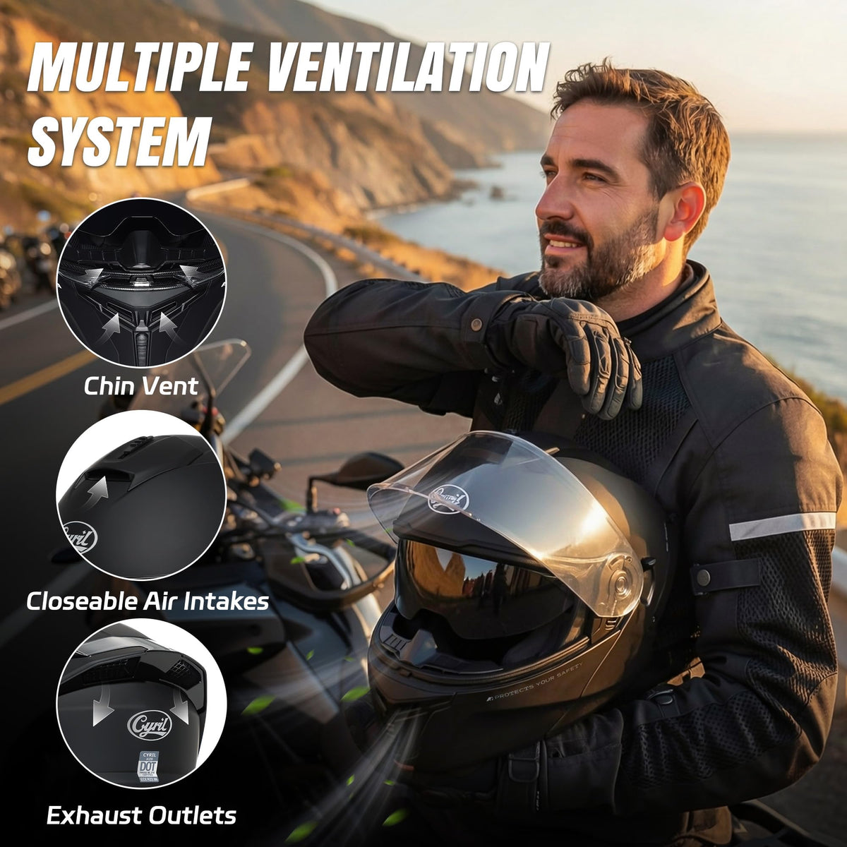 Modular Motorcycle Helmet DOT Approved M59443