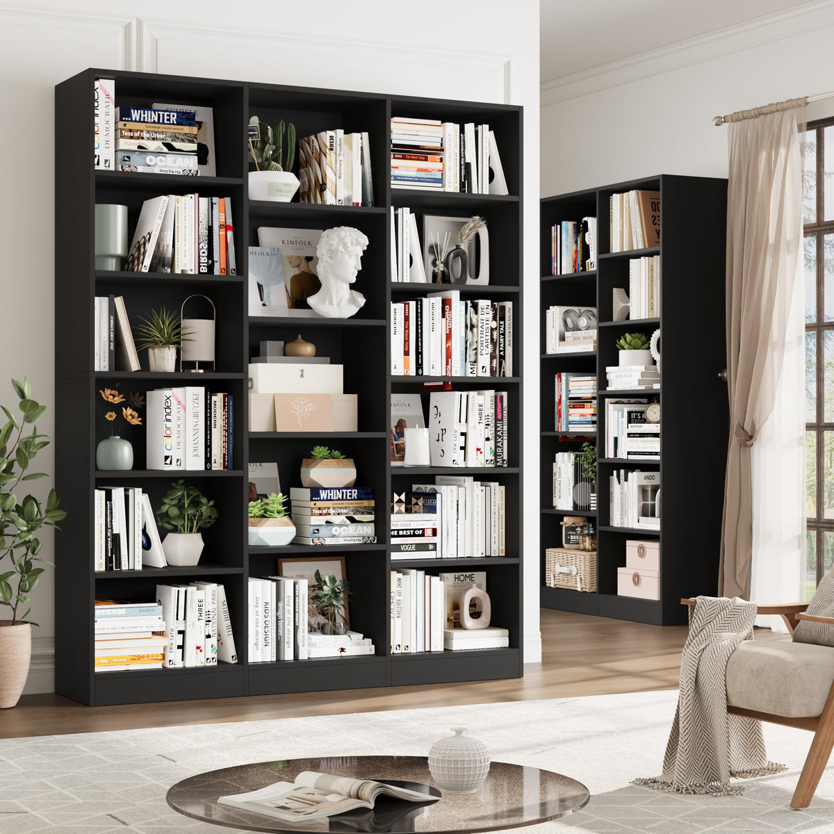 Triple Wide Bookshelf with 17 Display Shelves V859