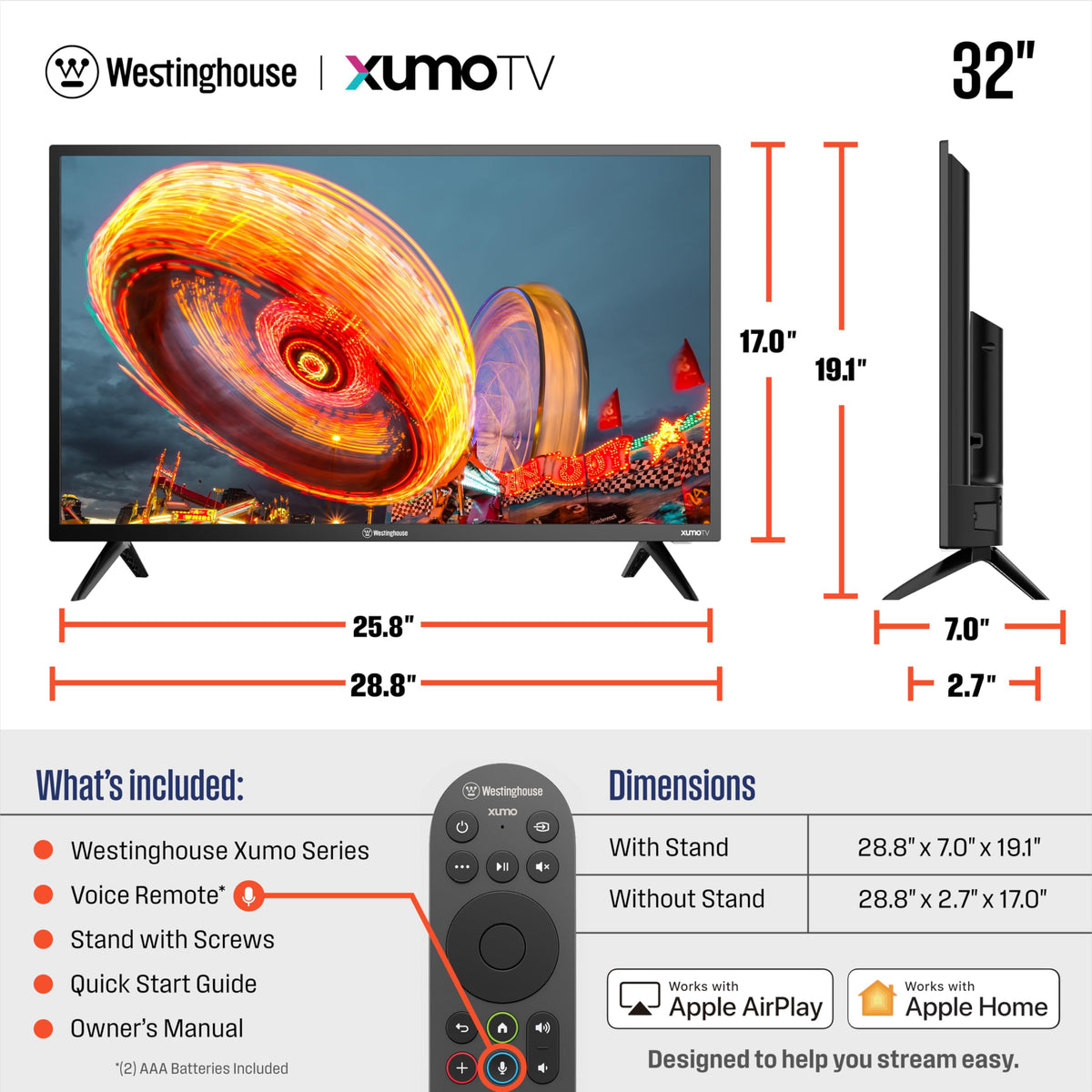 32-inch HD Smart Flat Screen TV with Voice Remote R60914