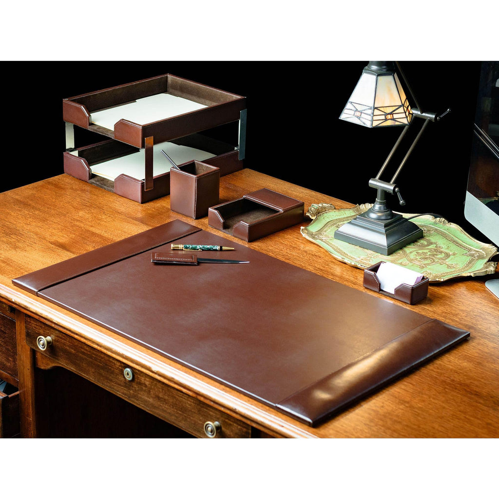 Dark Brown Bonded Leather 8-Piece Desk Accessory Set X48099
