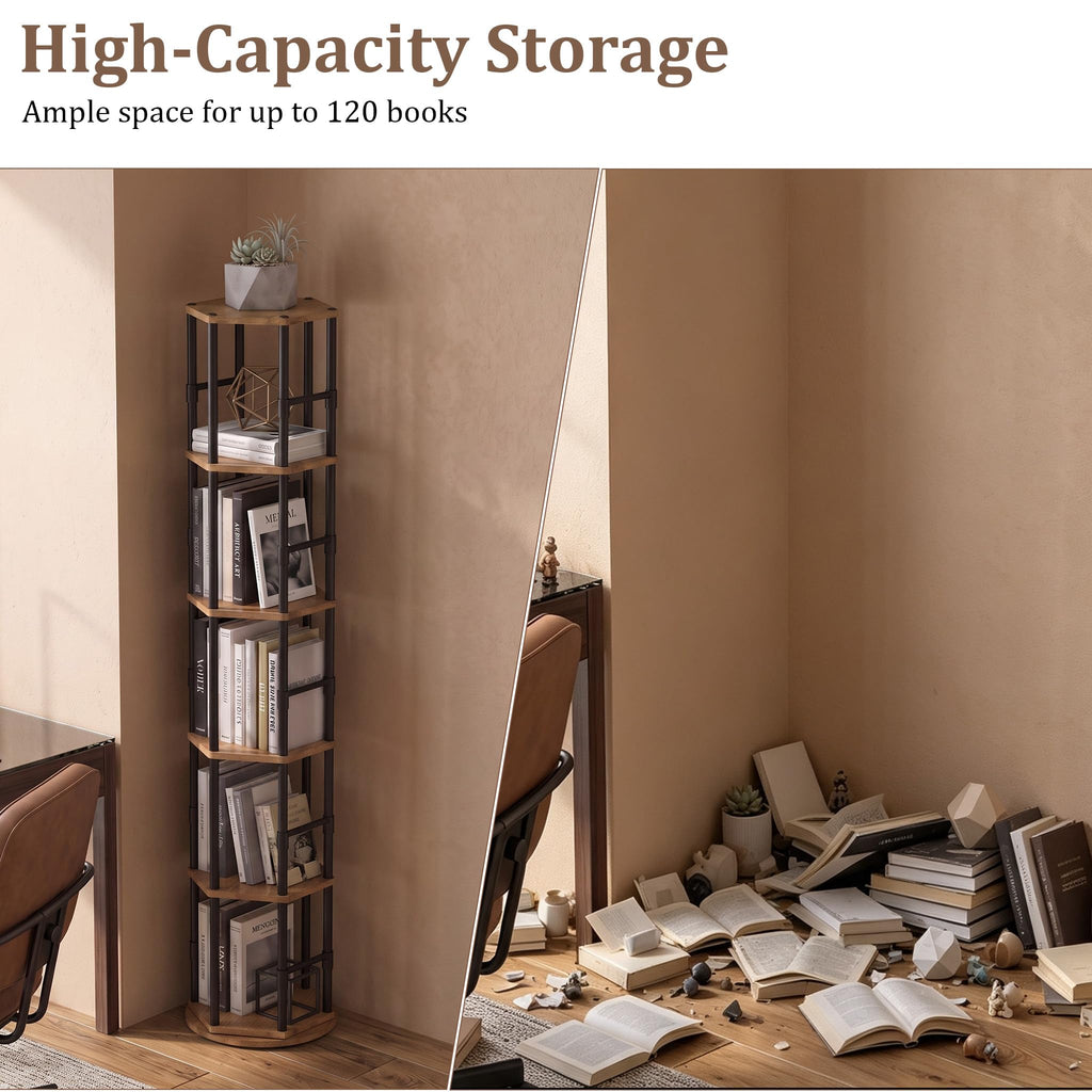 5-Tier Rotating Bookshelf Tower V350193