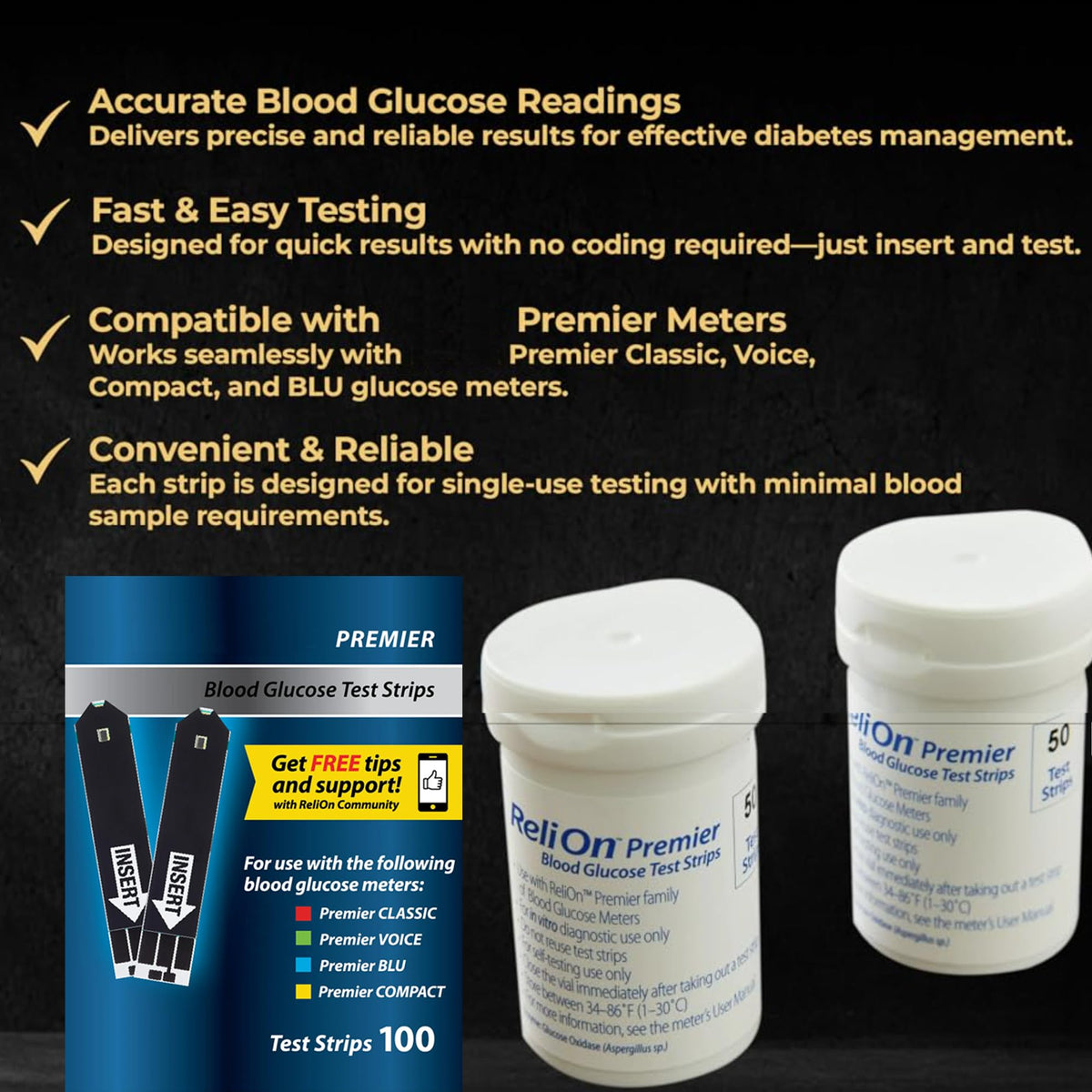 Blood Glucose Test Strips 100 ct V355
