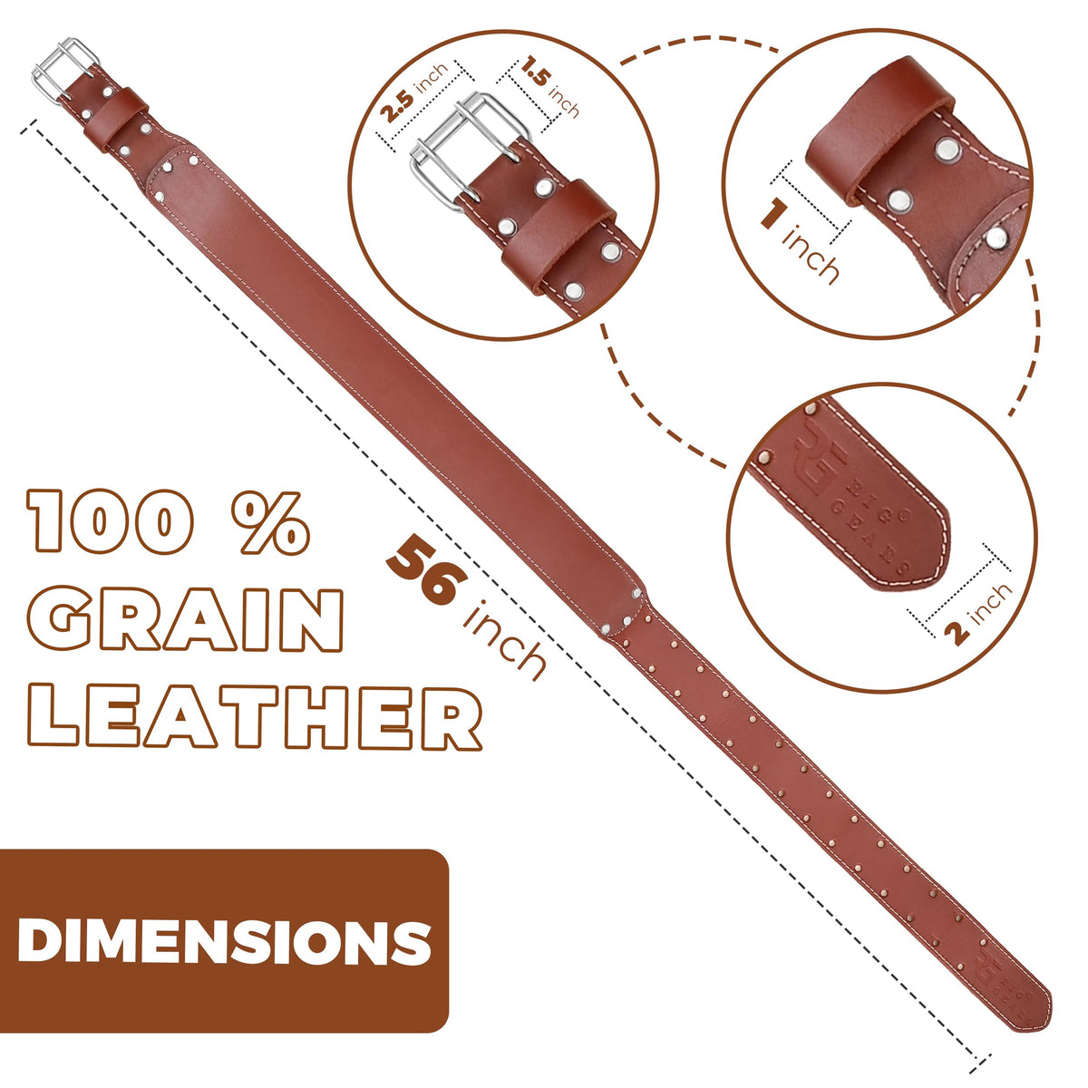 Leather Tool Belt 3 Inch 34" to 49" Q629788