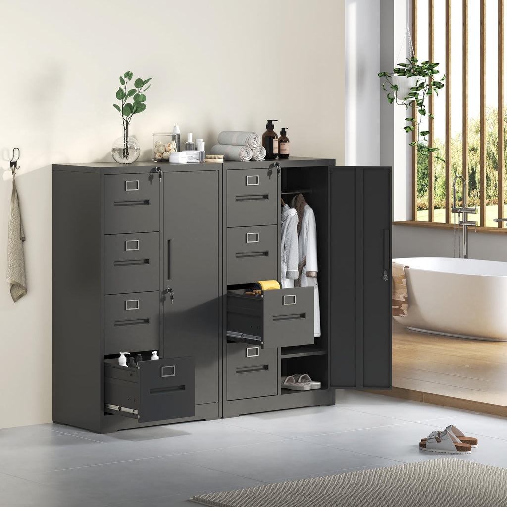 4 Drawer Metal File Cabinet with Lock D907