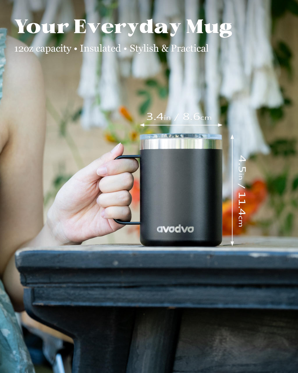 2 Pack 12oz Insulated Stainless Steel Coffee Mug with Lids W234