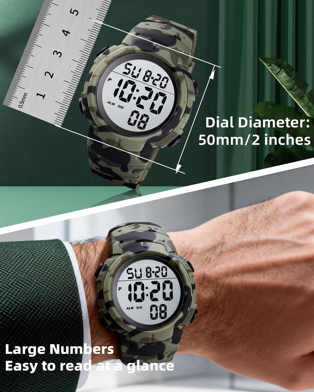 Digital Watch Mens Waterproof Sport Wristwatch E4198