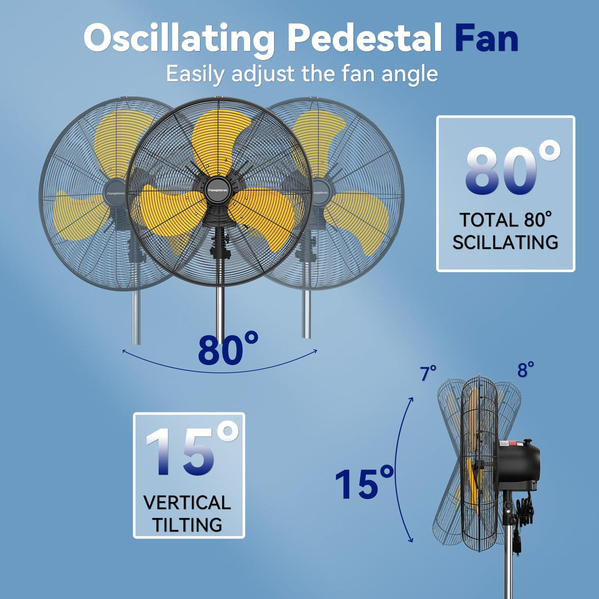 20 Inch 3-Speed Oscillating Metal Pedestal Fan with Wheels D999085