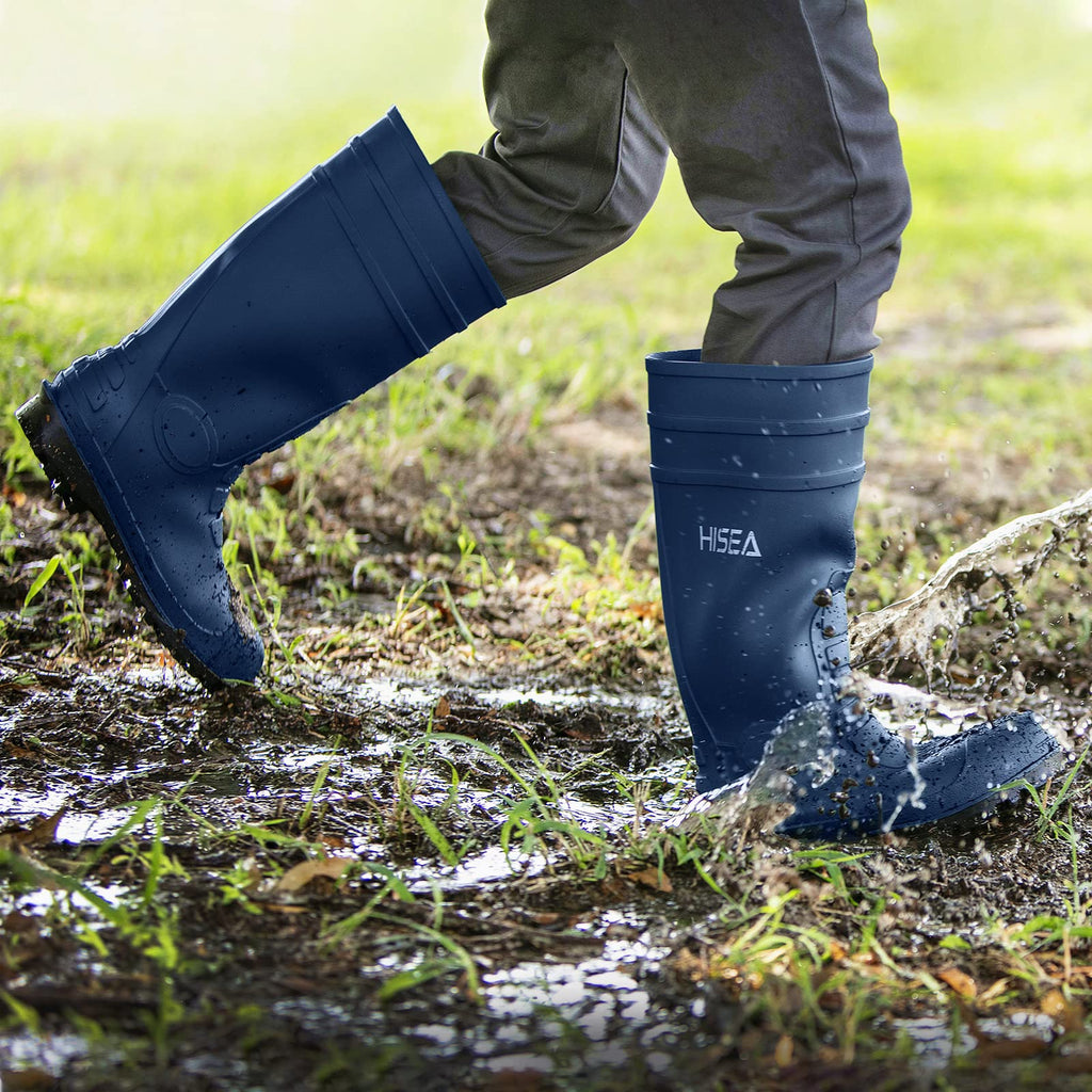 Men's Steel-Toe Waterproof Rubber Rain Boots Q22343