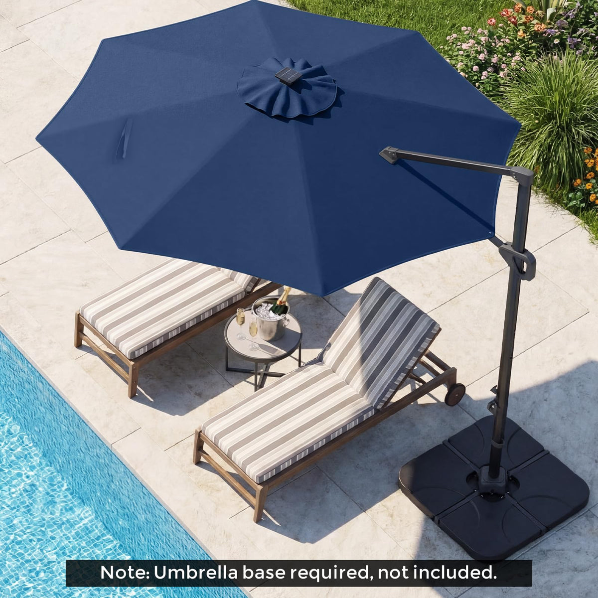 10ft Solar LED Offset Cantilever Patio Umbrella R342952