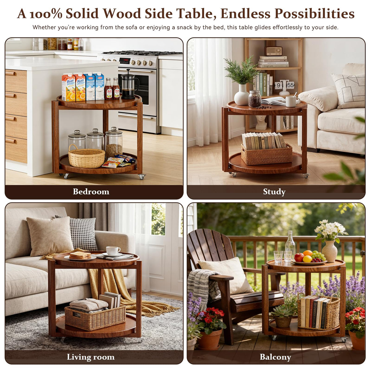 Rolling Side Table with Wheels G16808