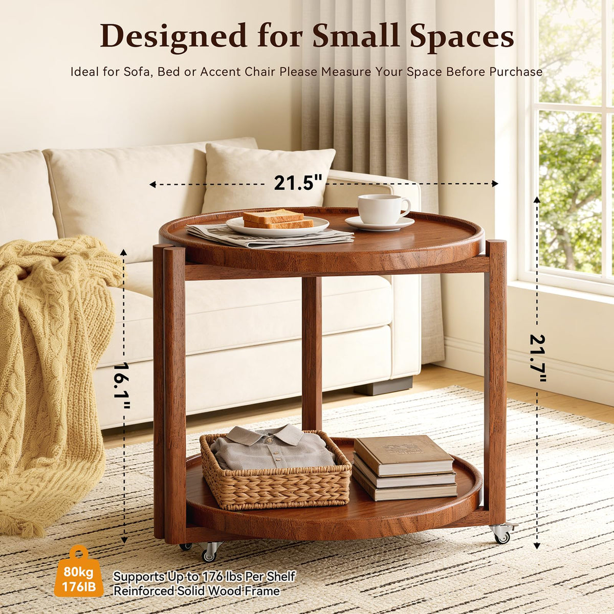 Rolling Side Table with Wheels G16808