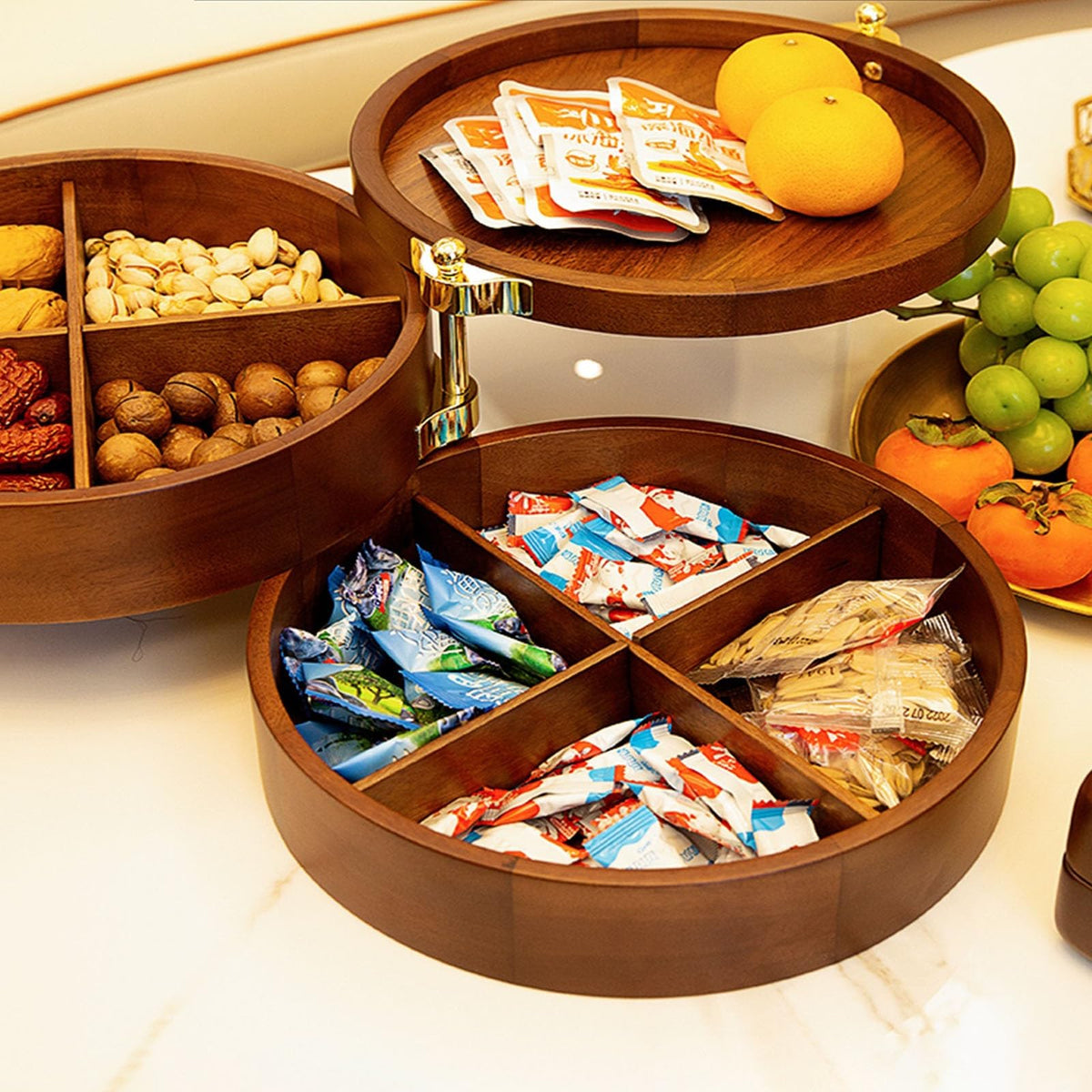 3 Layers Solid Wood Fruit Bowl L4530