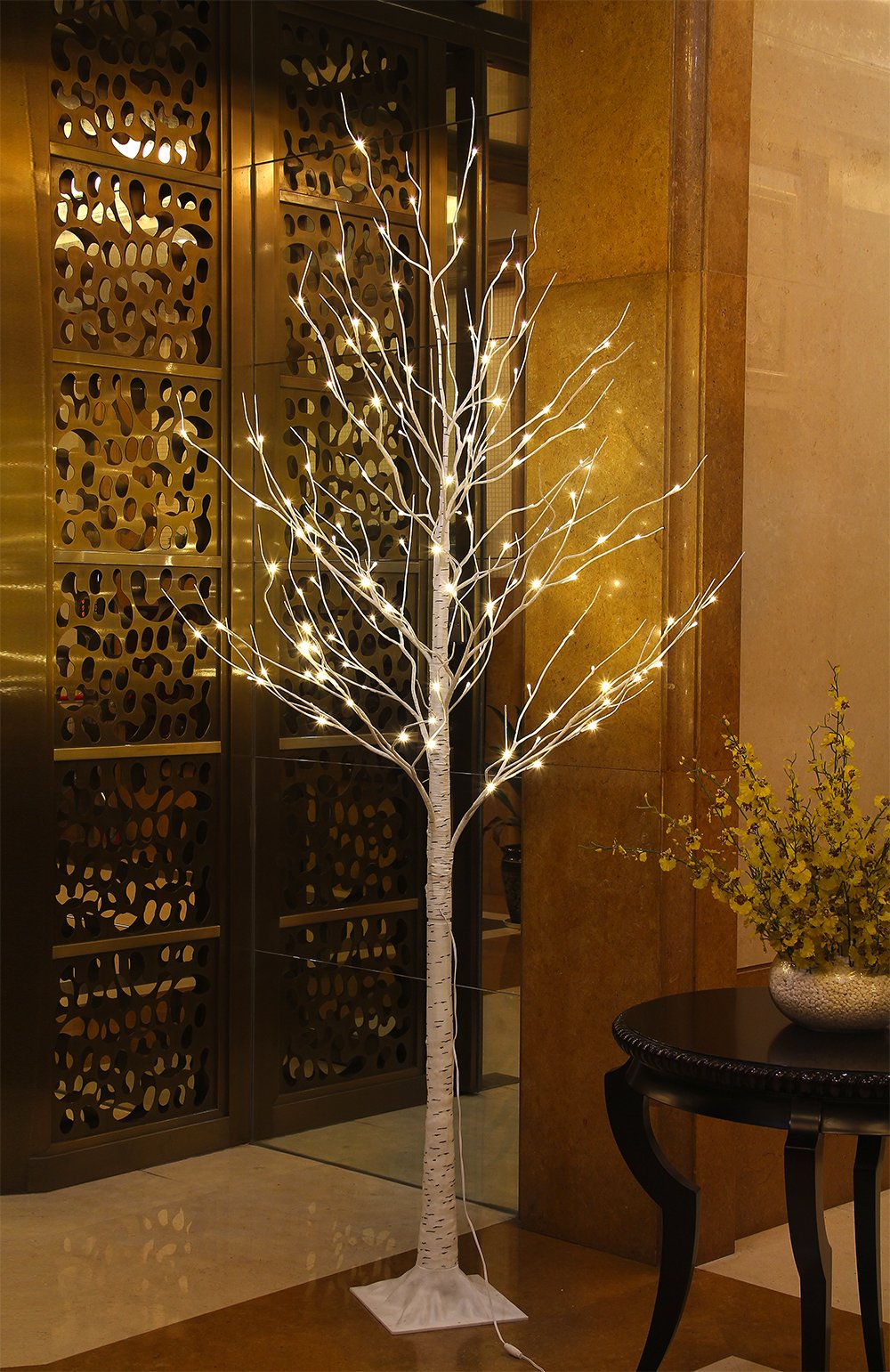 8FT 132 LED Birch Tree Warm White Q945