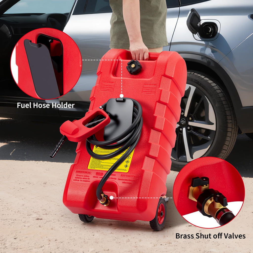 15 Gallon Portable Fuel Gas Can with Wheels and Hose P20937