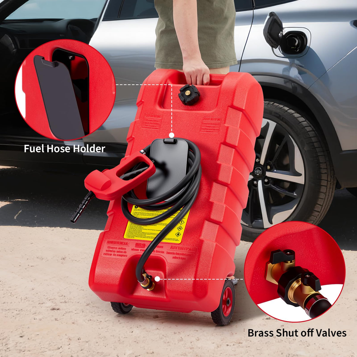 15 Gallon Portable Fuel Gas Can with Wheels and Hose P20937