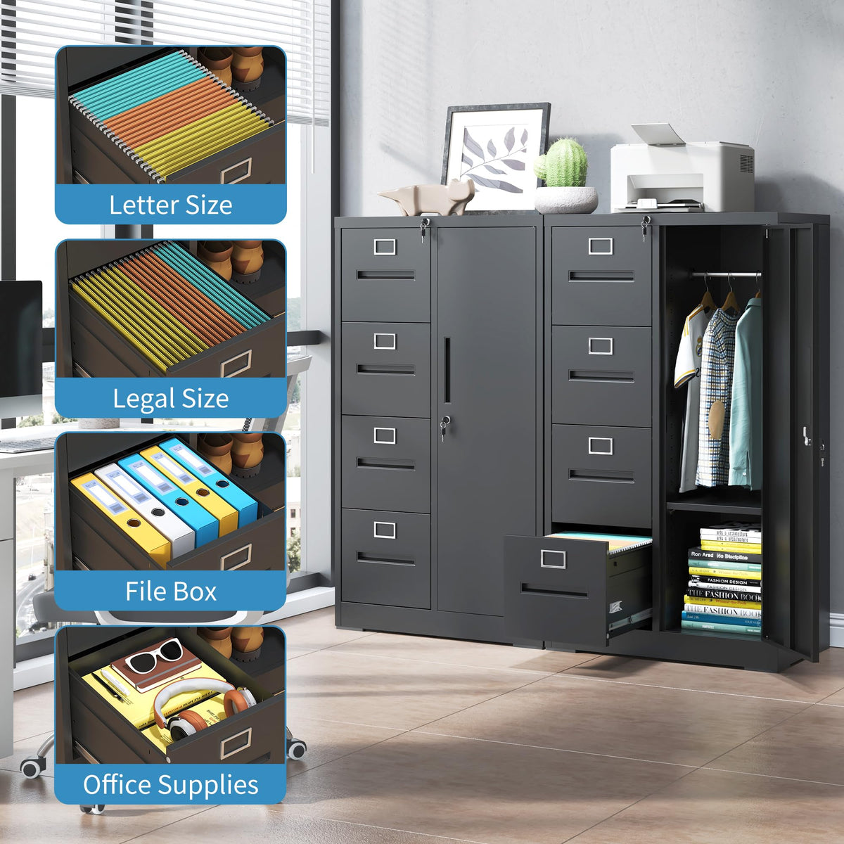 4 Drawer Metal File Cabinet with Lock D907