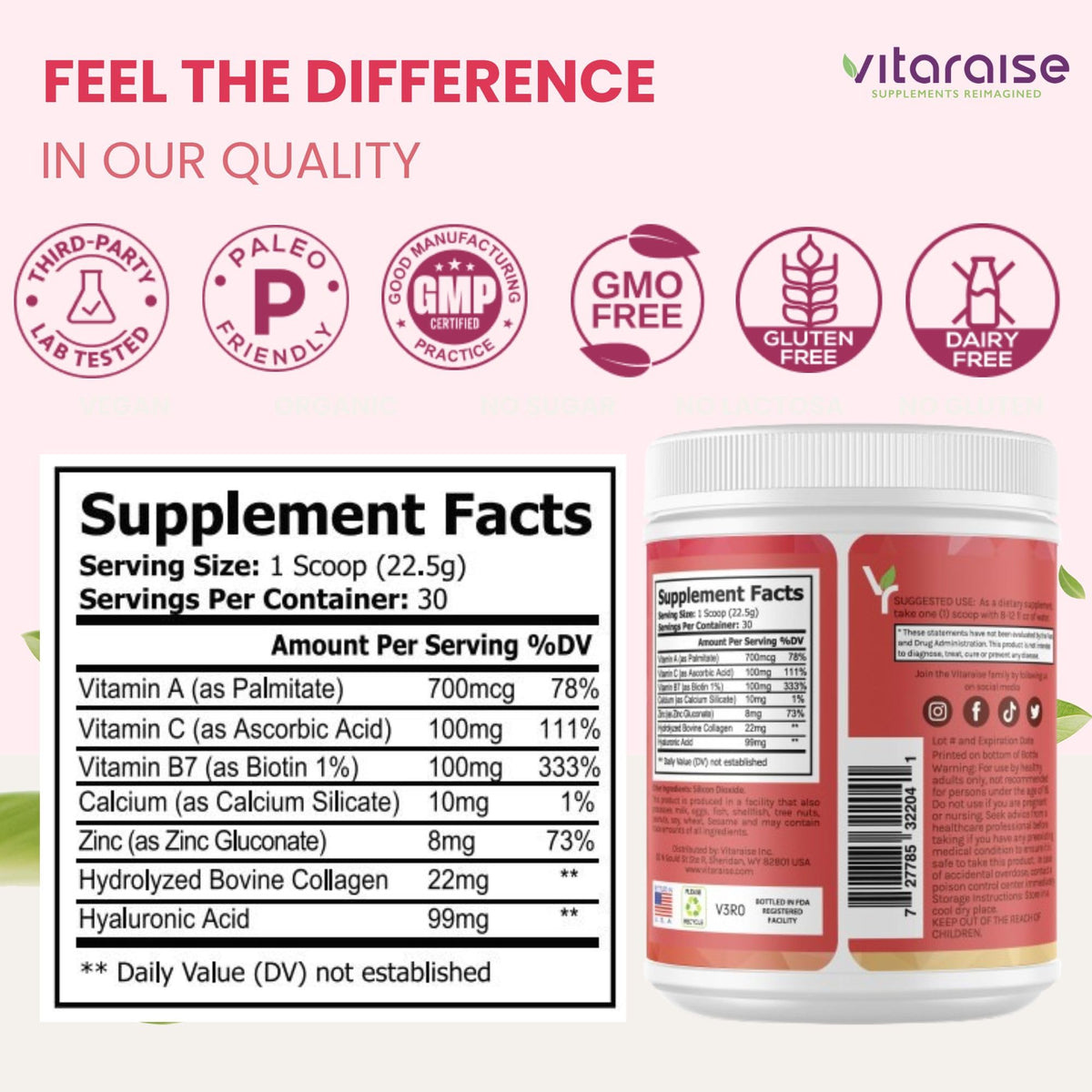 Hydrolyzed Collagen Powder, Grass Fed, 22g/Serving, 1.49lb Q29266
