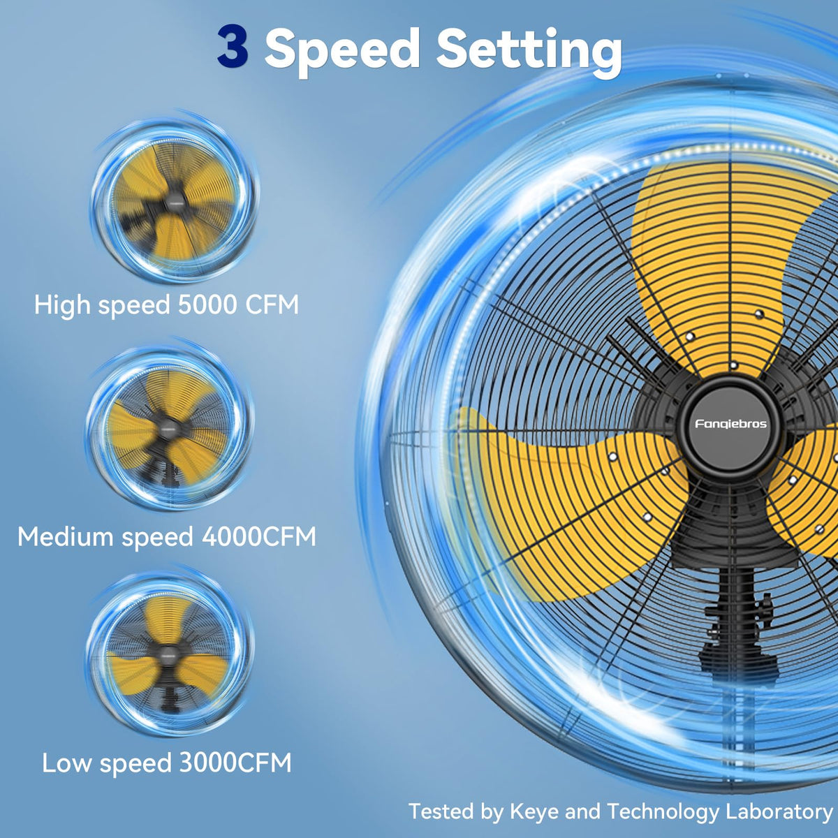 20 Inch 3-Speed Oscillating Metal Pedestal Fan with Wheels D999085