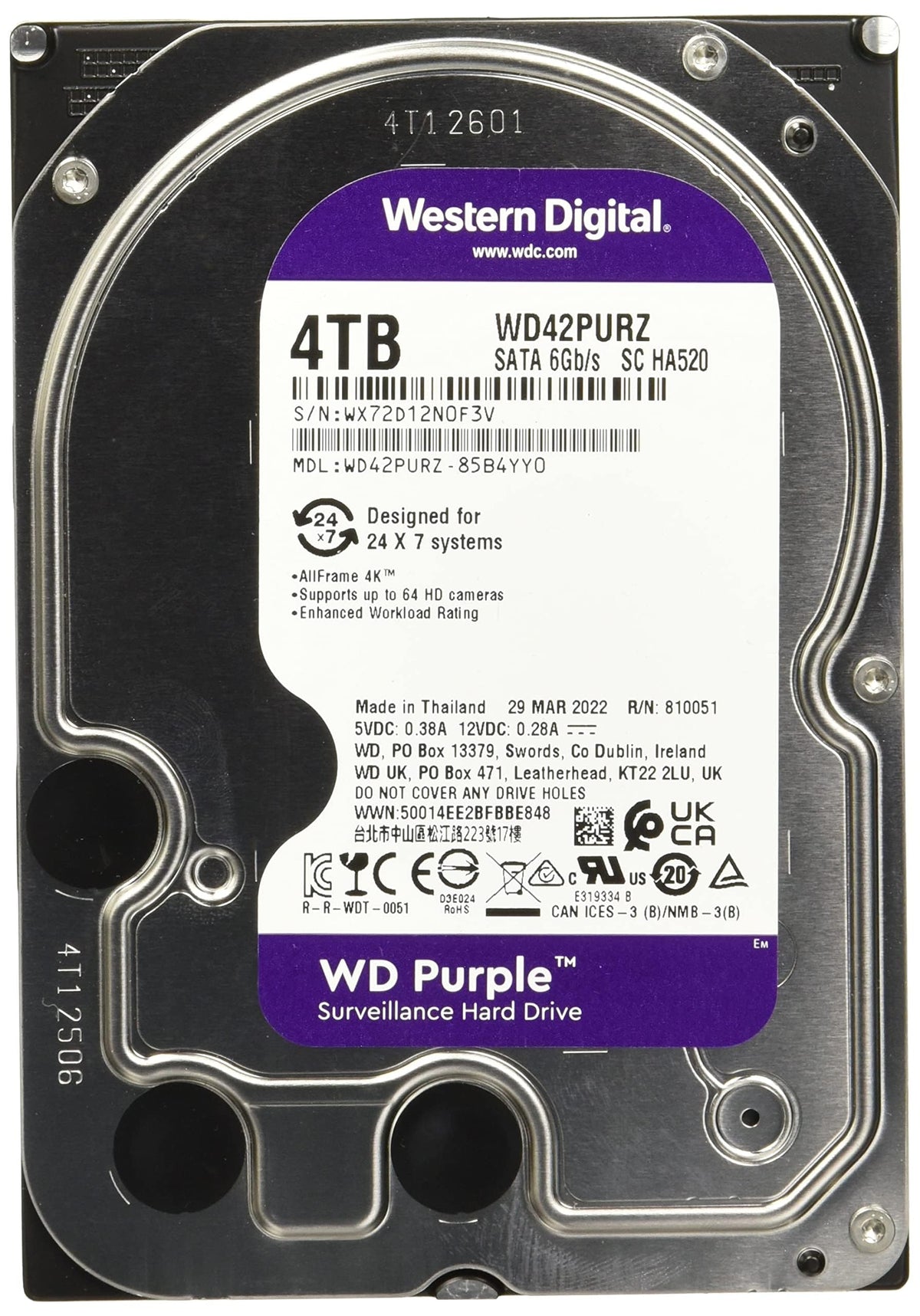 4TB Surveillance Internal Hard Drive HDD U64634