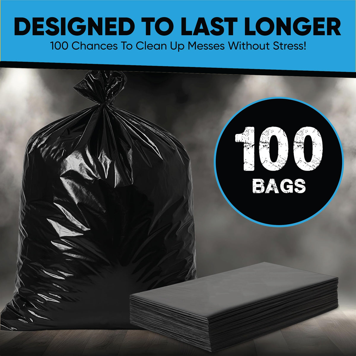 45 Gallon Heavy Duty Black Trash Bags 100 Count P418