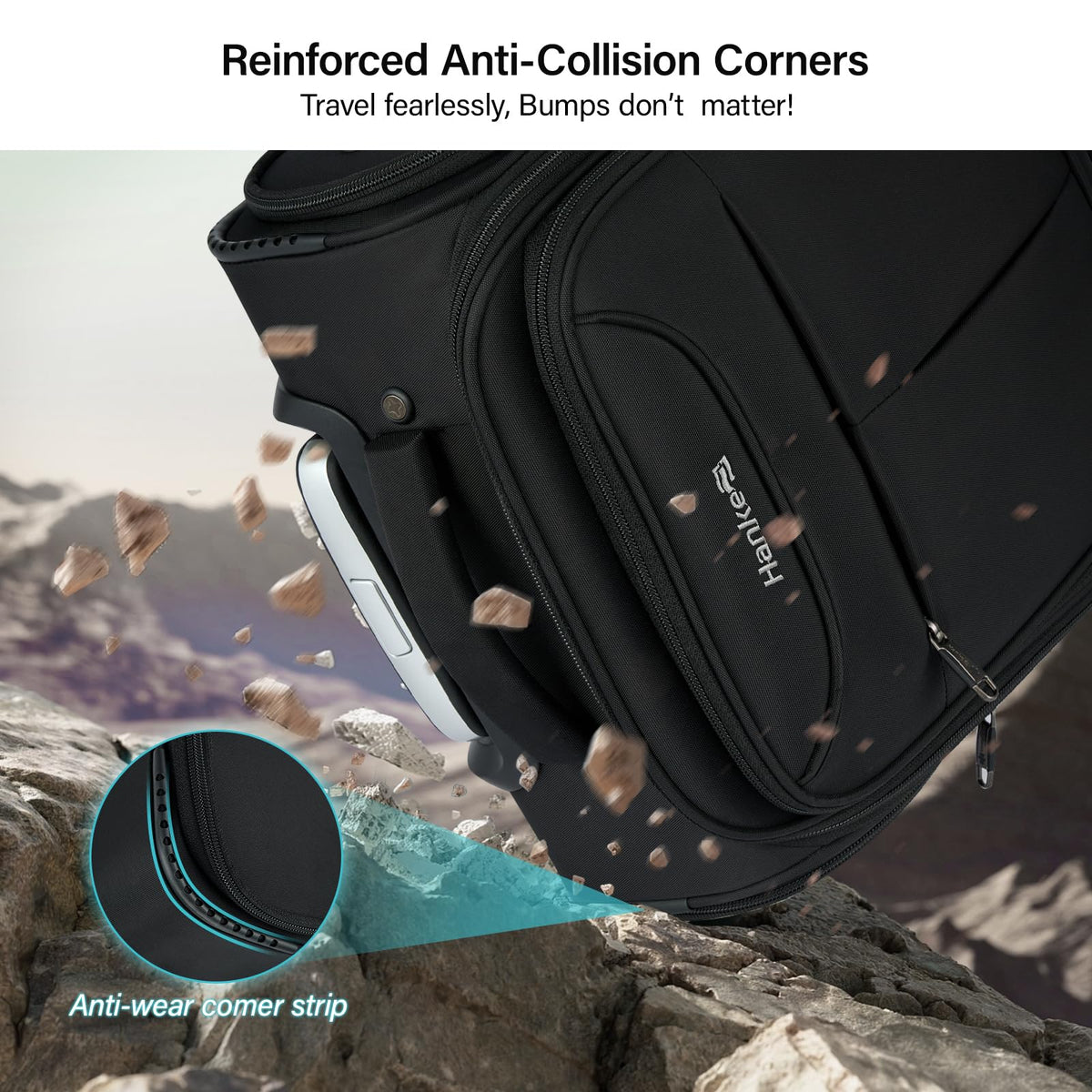 Black 16 Inch Underseat Carry On Luggage with Spinner Wheels F95070