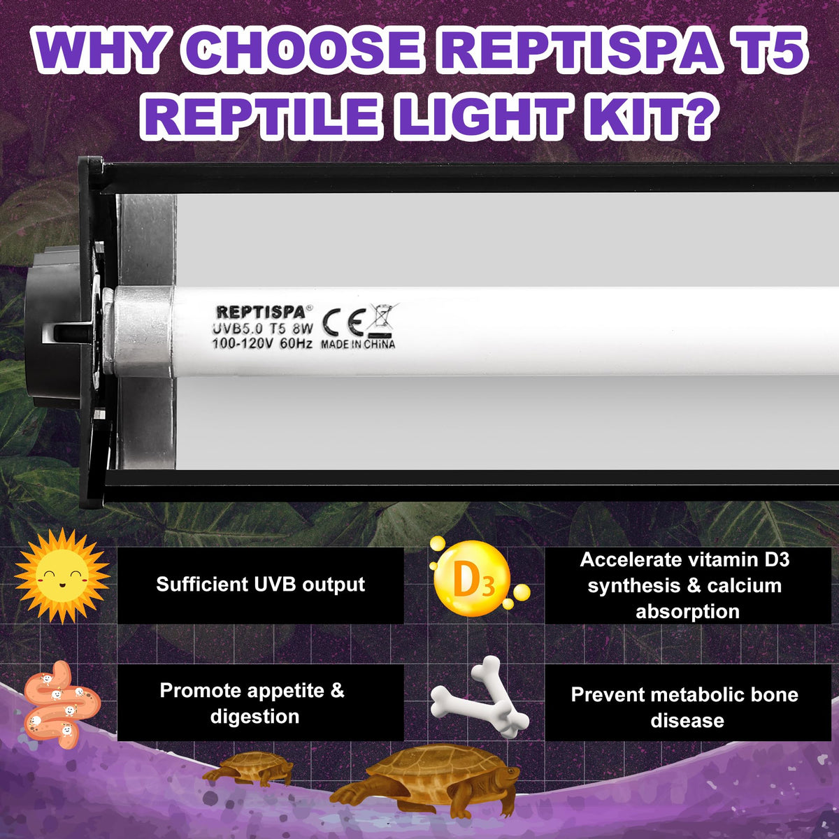8W 10.0 UVB Reptile Light Fixture M3982