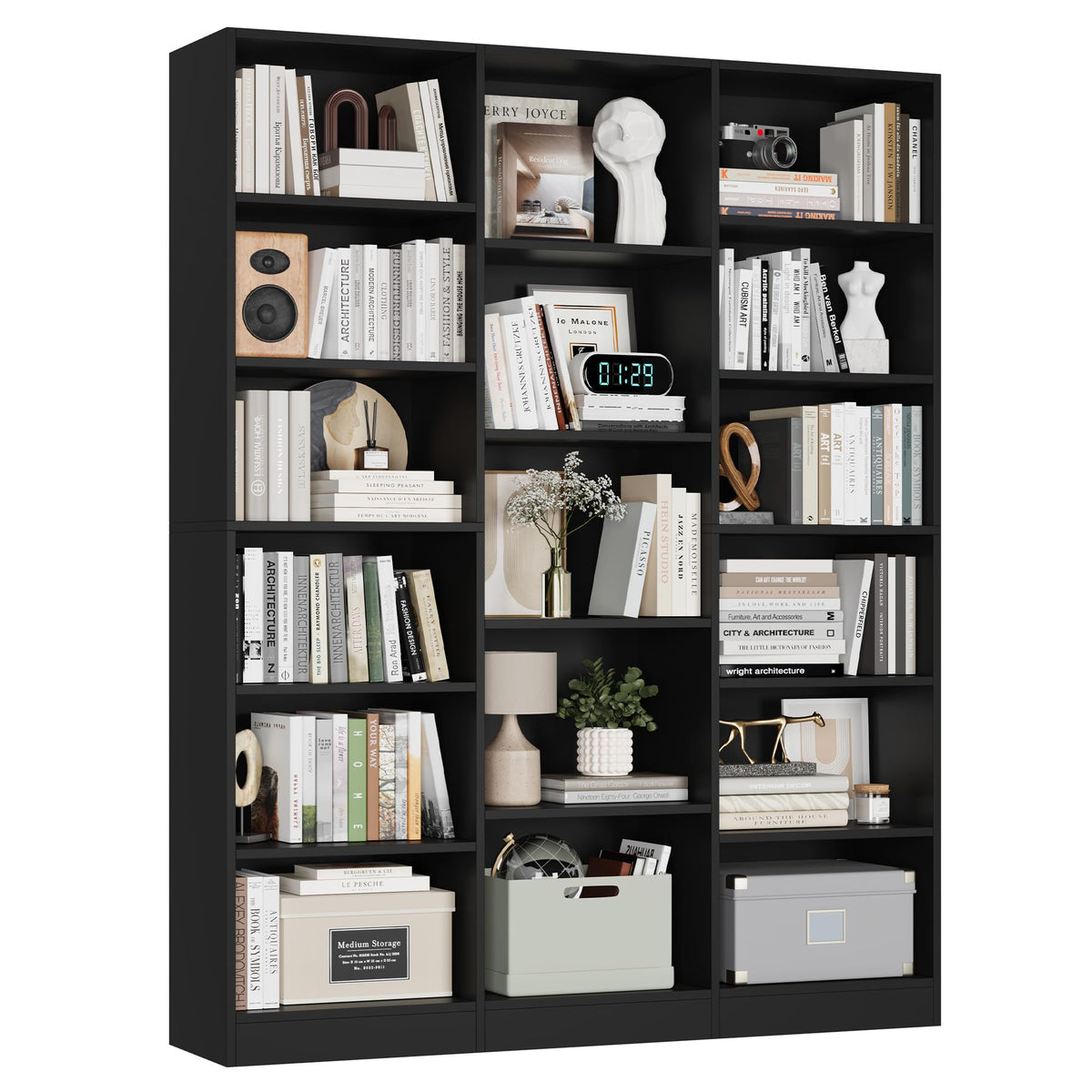 Triple Wide Bookshelf with 17 Display Shelves V859