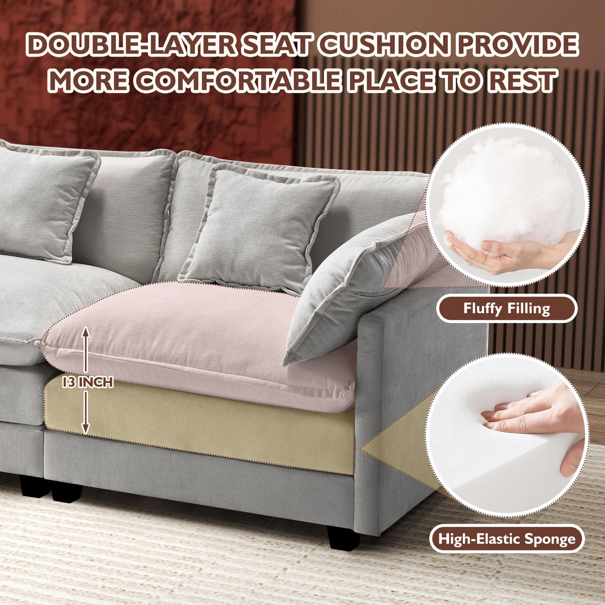 77 Inch Grey Chenille Loveseat V131121