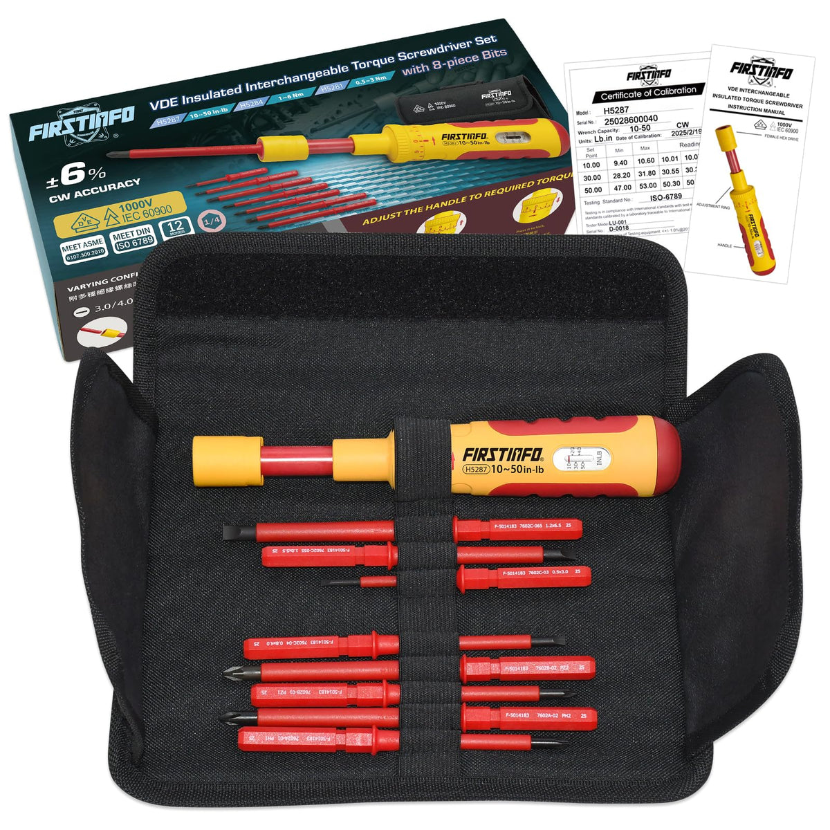 VDE Insulated Torque Screwdriver Set with 8 Bits U931436