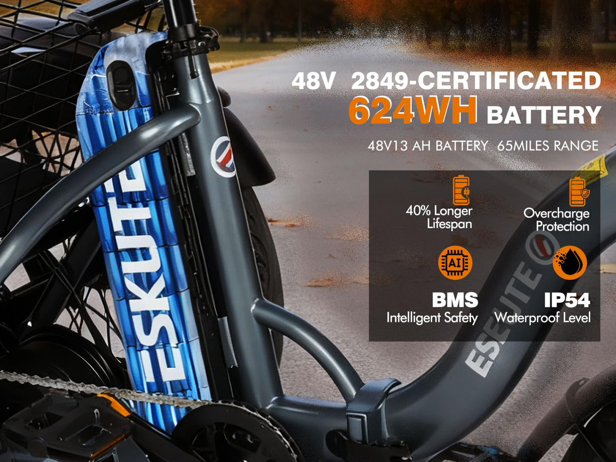 Electric Tricycle Bike 1200W Folding 3 Wheel Bicycle Y631773