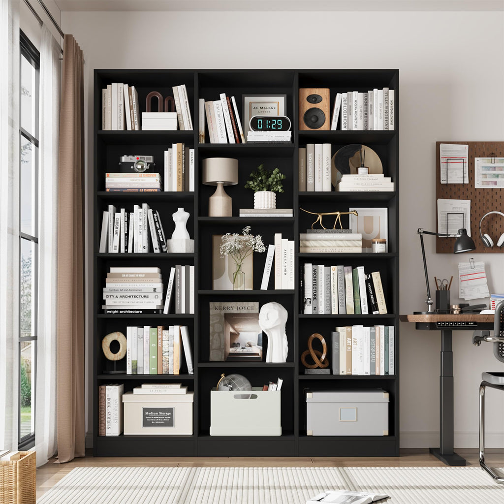Triple Wide Bookshelf with 17 Display Shelves V859
