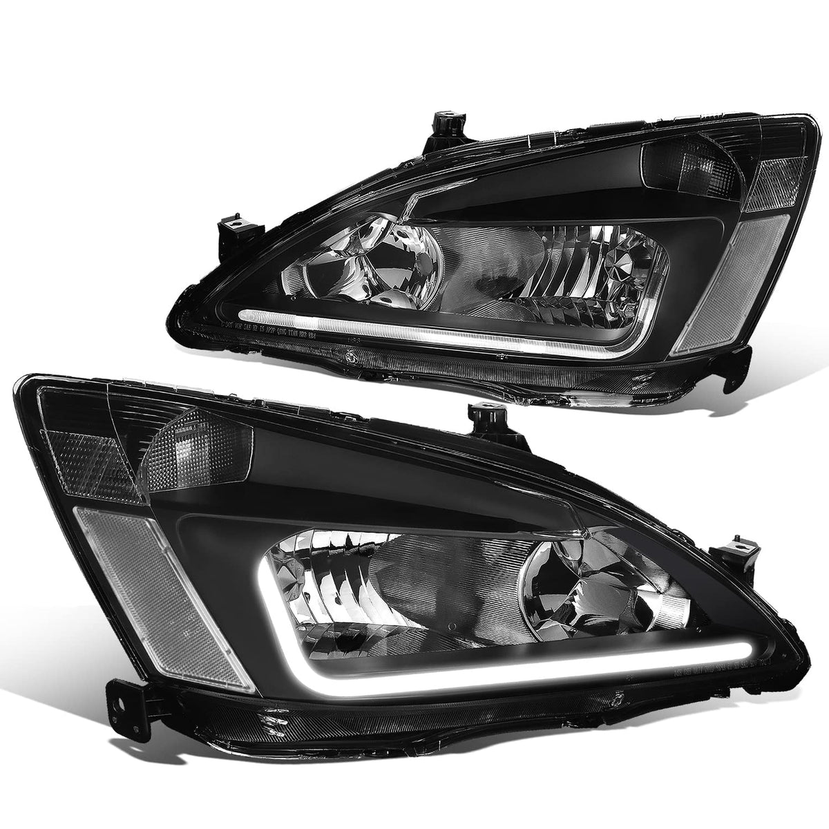 Black Headlight Assembly with LED Day Running Light J6705