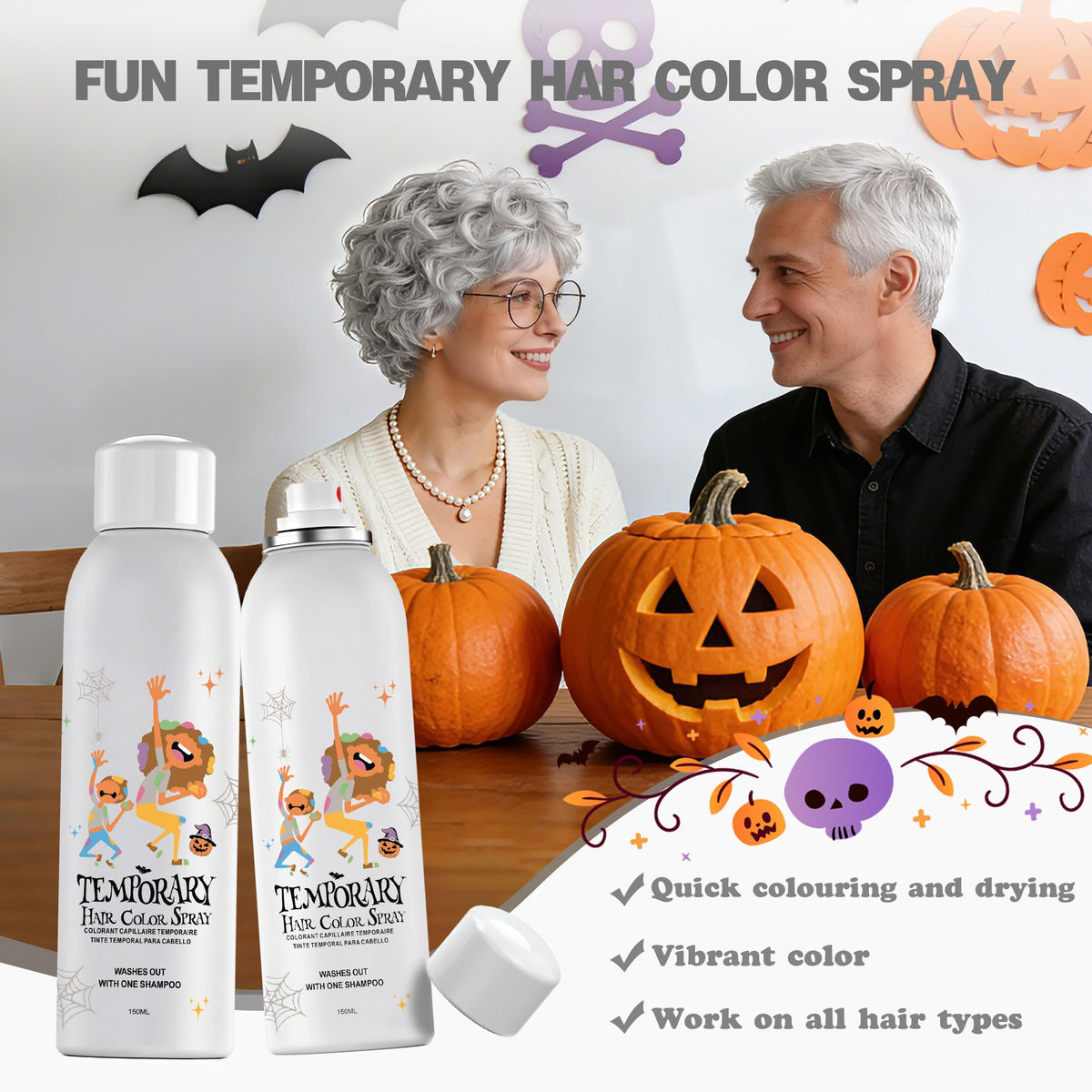 White Temporary Hair Color Spray 150ml K785679