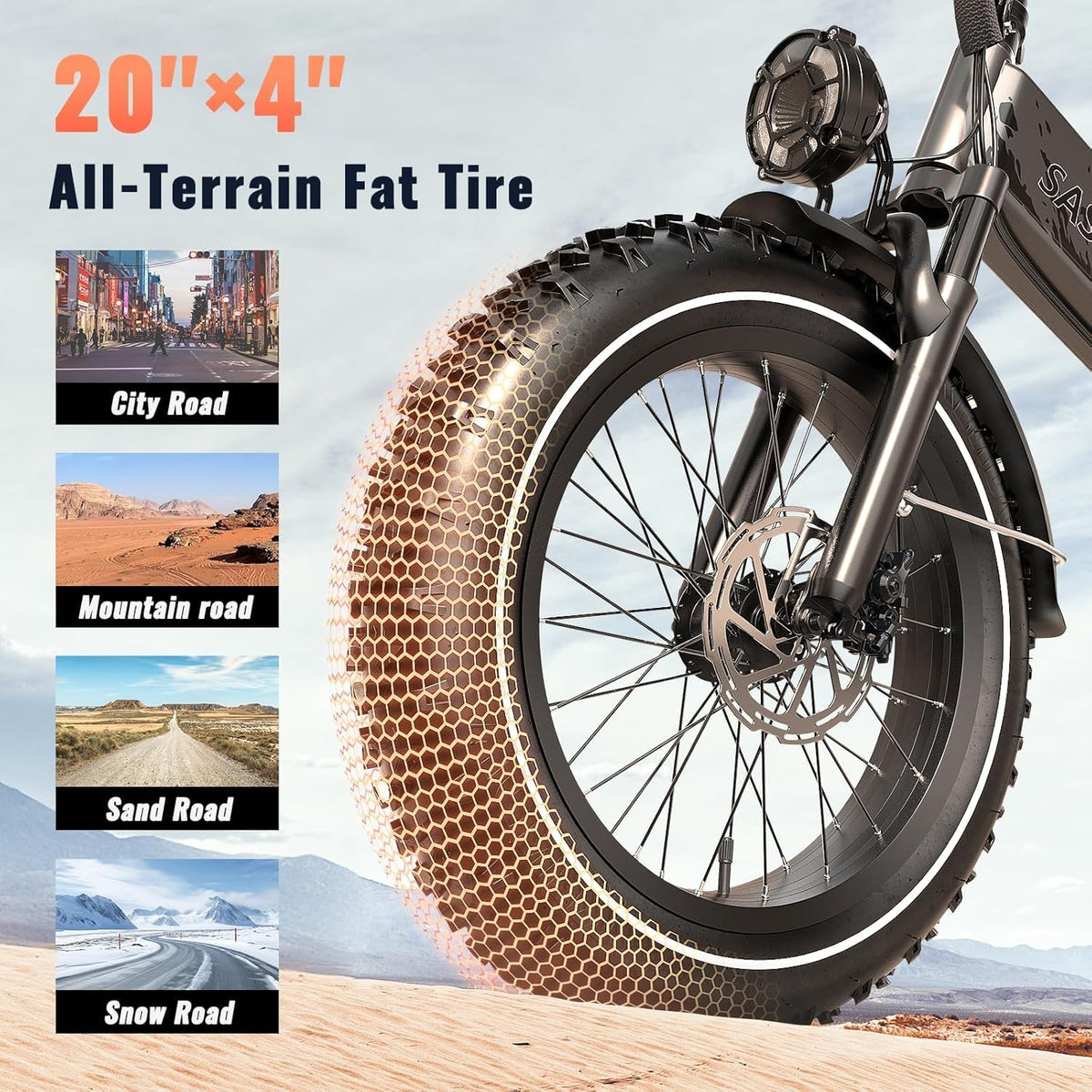 1500W Folding Electric Bike with 52V 20AH Removable Battery, 20" x4.0 Fat Tire I956522