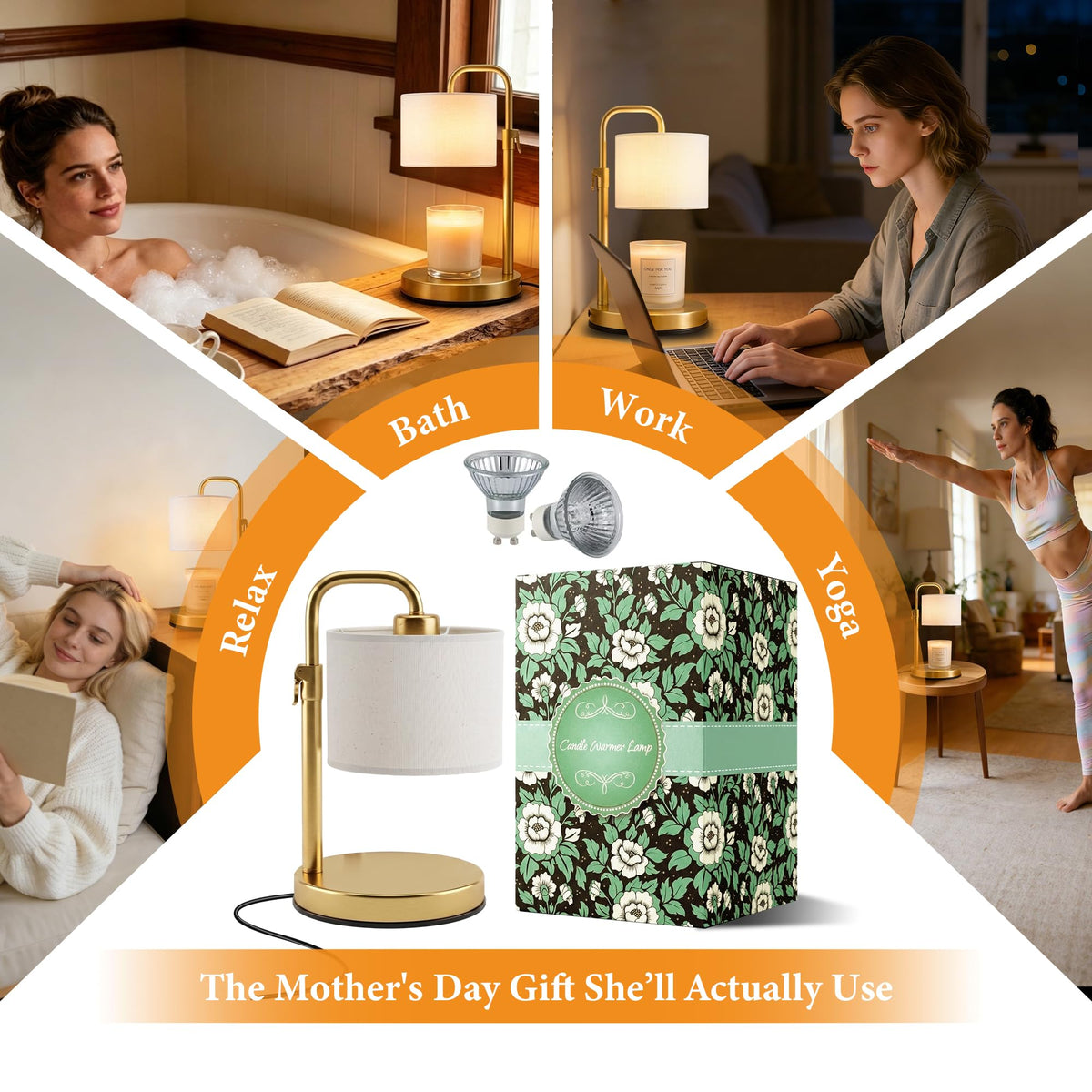 Adjustable Height Candle Warmer Lamp with Timer W9649