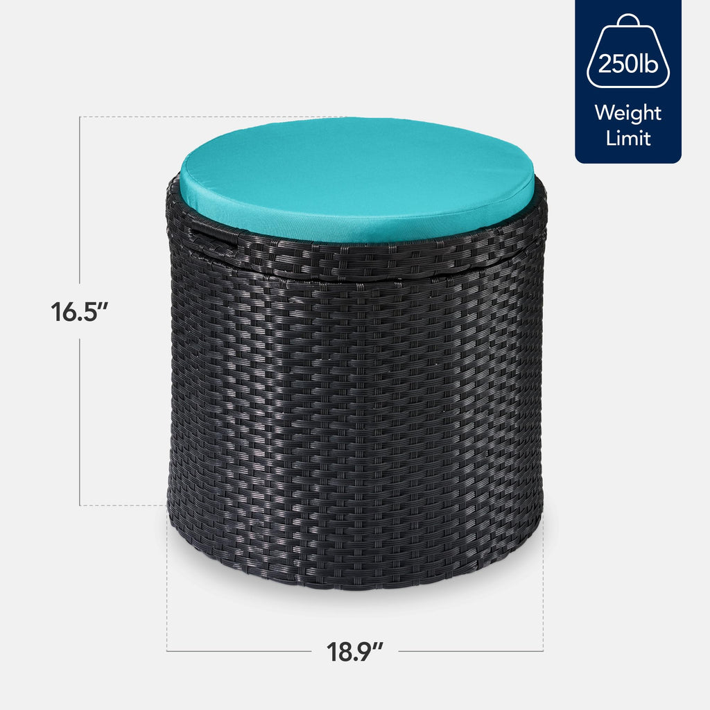 Round Wicker Ottoman with Storage E34293