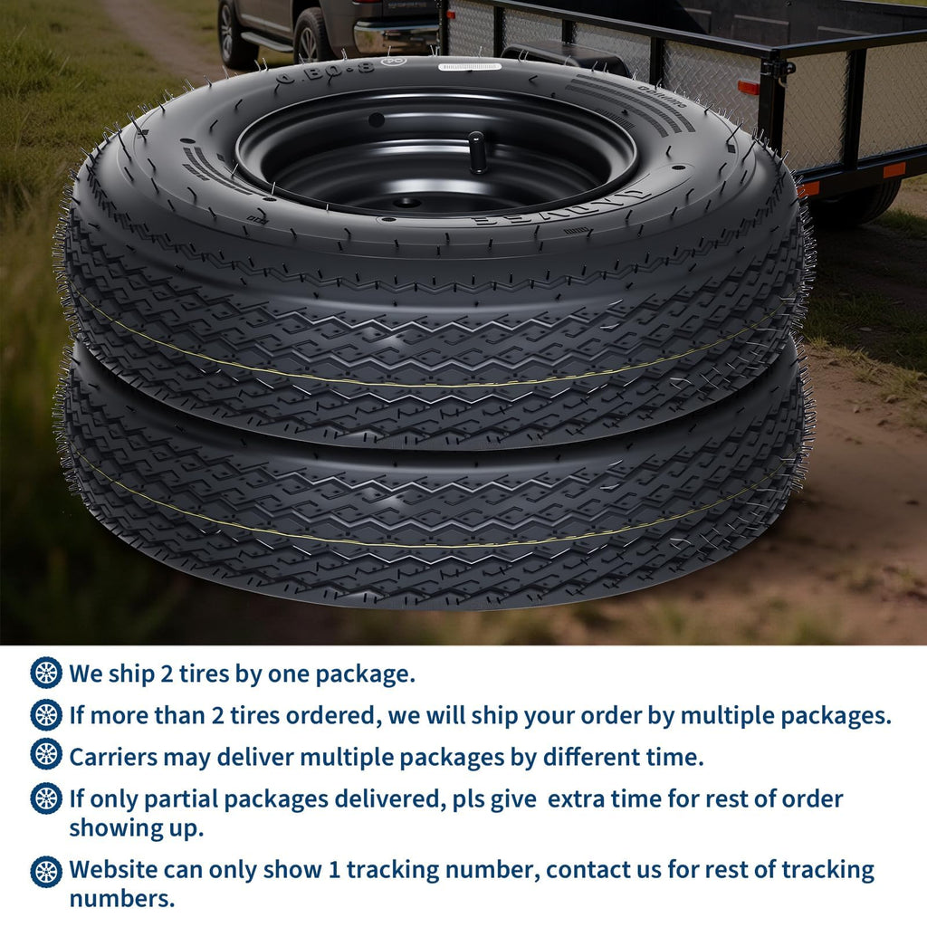 2-Pack 4.80-12 Trailer Tires with 12" Rims S476