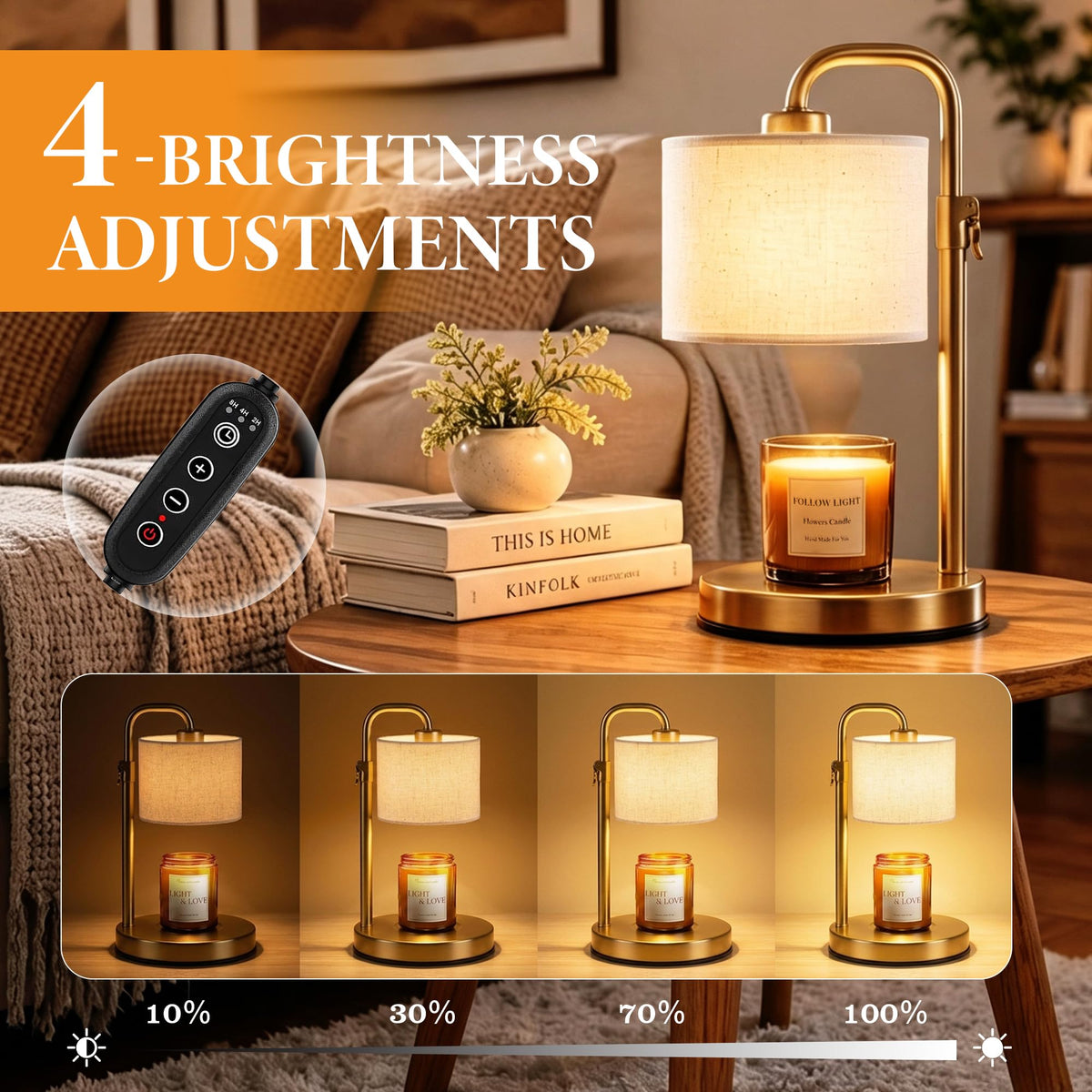 Adjustable Height Candle Warmer Lamp with Timer W9649